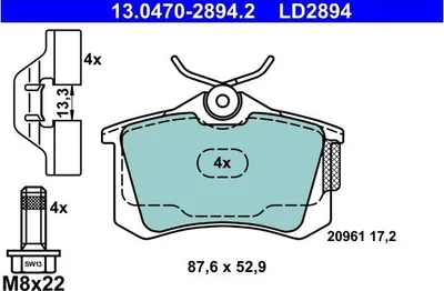 Zdjęcie produktu dla Klocki Hamulcowe Audi Tył A2/A3/Tt 1,4-1,9 Tdi 96-06 Ceramic