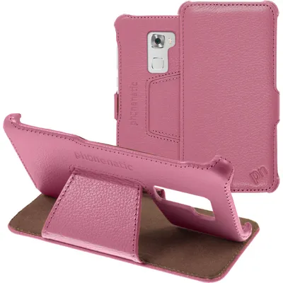 Produktbild von PhoneNatic Echt-Lederhülle kompatibel mit Huawei Mate S - Leder-Case rosa + Glasfolie