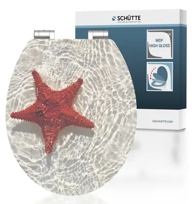 Produktbild von SCHÜTTE WC Sitz RED STARFISH High Gloss mit MDF Holzkern, hochglänzender Toilettendeckel mit Absenkautomatik Motiv, Klobrille