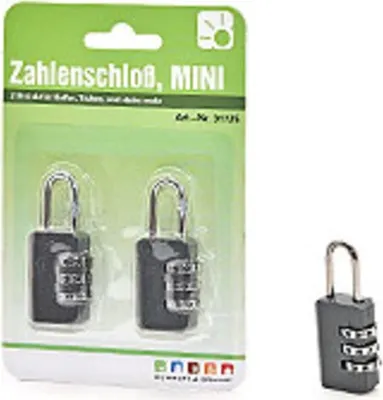 Produktbild von 2er Set Mini Zahlenschloss für Reisegepäck – Robustes Sicherheitsschloss mit Zahlencode in Schwarz für Koffer, Rucksäcke & mehr