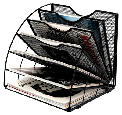 Produktbild von A4 Metall Büro Schreibtisch Organizer mit 6 Fächern, Schwarz