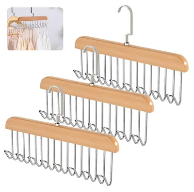 Productafbeelding van Riemhanger - Massief hout - 28 cm - 8 haken - 360 graden draaibaar - 3 stuks