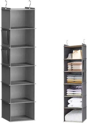 Zdjęcie produktu dla Organizator do szafy, wiszący, 6 przegródek, 30 x 30 x 120 cm, do sypialni