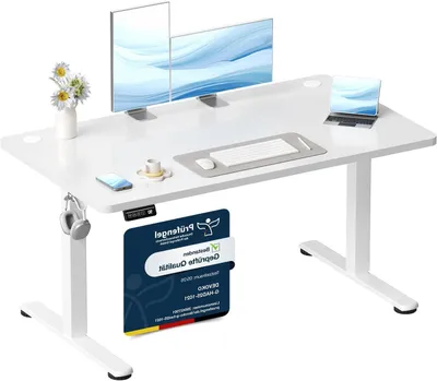 Image de Bureau électrique - Bureau assis-debout - Adapté au travail et à l'étude - Fonction mémoire - 120 x 60 cm - Blanc