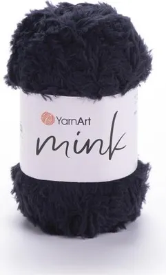 A ball of black yarn with a white label.