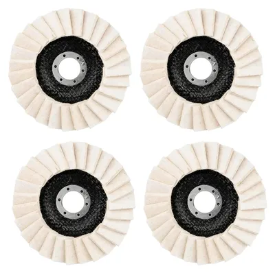 4 Polierscheiben 125 mm, Wolle Filz, für Winkelschleifer