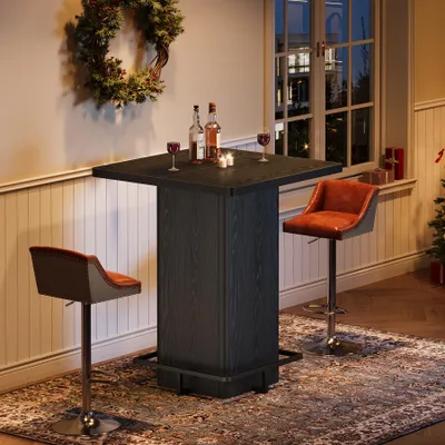 Produktbild von Tribesigns Bartisch, 100 cm hoher quadratischer Stehtisch für kleine Bars, Esszimmer, Küche, schwarz (nur Tisch) (schwarz)