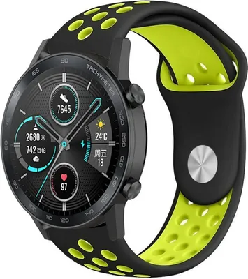 Produktbild von Strap-it Honor Magic Watch 2 Sportarmband (Schwarz/Gelb)