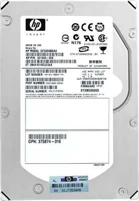 Immagine prodotto di Disco rigido HP DF300ABAA 300GB 15 000 RPM Sas 3,5" pollici 431943-004