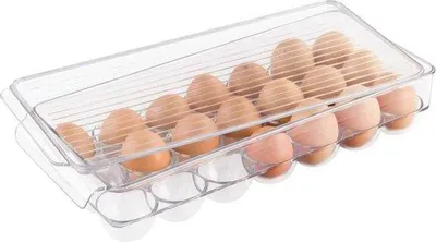 Zdjęcie produktu dla Duży, przezroczysty plastikowy pojemnik na jajka – 21 sztuk