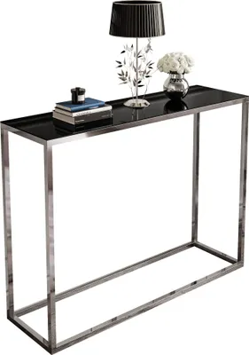 Produktbild von Konsole 100 cm MODERN GLASS CHROM, Chrom / Schwarzes Glass