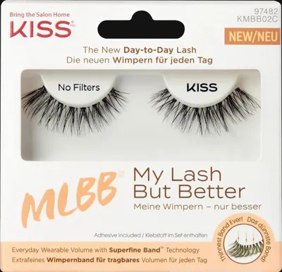 Produktbild von Kiss | Lashes on a strip, Mlbb Keine Filter, stark geschwungene Wimpern mit 3D-Effekt, 1 Paar
