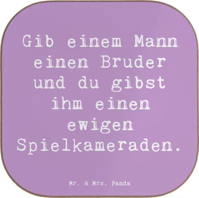 Produktbild von Mr. & Mrs. Panda Holzuntersetzer Spruch Bruder Spielkamerad - Lavendeltraum - Geschenk, Bruderherz, Untersetzer Tasse, Glas, Brüderlichkeit, herzerwärmende Sprüche