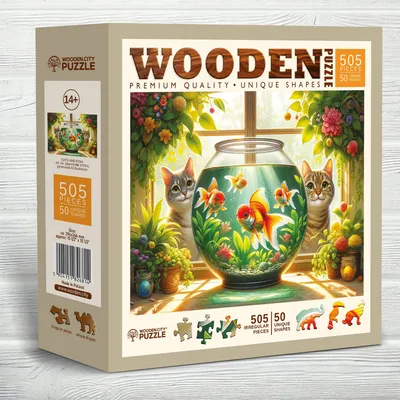 Produktbild von Wooden.City Holzpuzzle "Koty i Ryby" mit Figuren 505 Teile