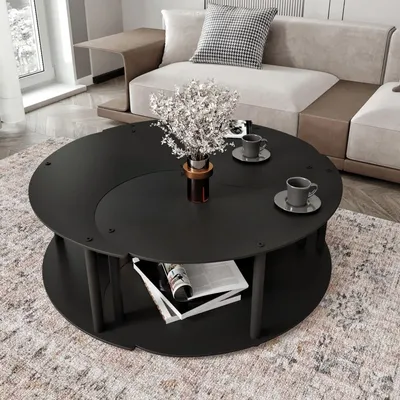 Immagine prodotto di Gignese - Tavolino da Salotto, 70x70x38h cm Nero, set 3 Pezzi