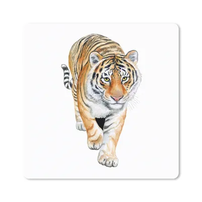 Produktbild von MuchoWow® Mauspad Mousepad Tiger - Kopf - Weiß 20x20 cm - Mousepads - Maus Mat - Pad - Mausunterlage - Desk Mat - Bureauartikeln