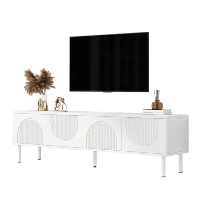 Produktbild von TV-Schrank mit Stauraum und Kabelmanagement TV-Tisch TV-Ständer TV-Schranktisch für Wohnzimmer 180cm Weiß
