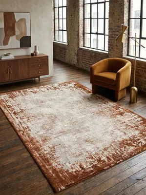 Produktbild von XXL-Teppich Velours | Wohnbereich-Teppich strapazierfähig | Bodenbelag pflegeleicht | Modernes Design | Terrakotta 200x290cm Florhöhe 1,1cm | TIBER-Rieti von Kadima Design