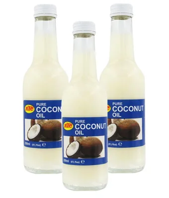 Produktbild von [ 3x 250ml ] KTC 100% Reines Kokosöl Flasche | Kokosnussöl | Pure Coconut Oil