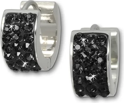 Produktbild von Amello Damen Edelstahl Ohrringe Zirkonia Creolen silber schwarz D2ESOS01S