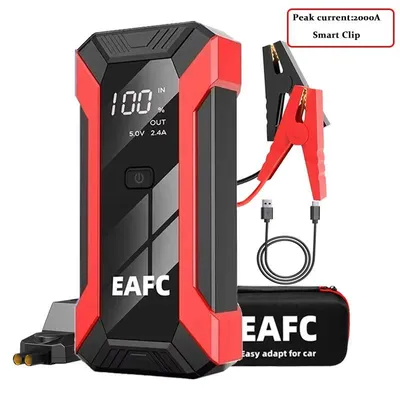 Produktbild von Starthilfe Powerbank - Auto Startbooster - Intelligente Klemmen - USB-C Eingang - USB-Ausgang Powerbank - LED-Licht - Inklusive Akku - Silber