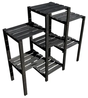 Produktbild von Blumentreppe Blumenregal Pflanzregal Blumenhocker Standregal schwarz