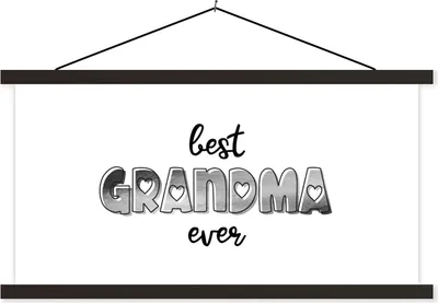 Produktbild von MuchoWow® Textilposter Sprüche - Zitate Beste Oma aller Zeiten - Oma - Muttertagsgeschenke - schwarz-weiß 120x60 cm mit schwarzem Rahmen - Dekoration Schlafzimmer