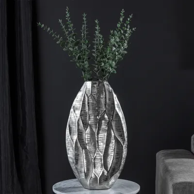 Produktbild von Elegante Vase ORGANIC ORIENT 45cm silber Hammerschlag Design