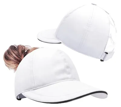 Produktbild von Baseball Cap Damen Pferdeschwanz Sommer Wasserdicht Atmungsaktiv Weiß Einheitsgröße