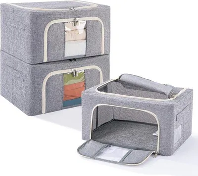 Produktbild von Famanu Aufbewahrungsbox mit Metallrahmen, 72 Liter, stapelbar, grau