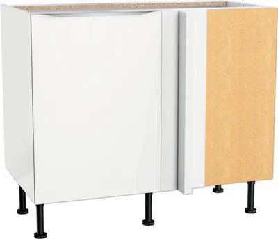 Produktbild von Optifit Eckunterschrank Arvid986 BxTxH 100 x 58,4 x 87 cm weiß glänzend zerlegt Anschlag reversibel KFAV UEL116-8+