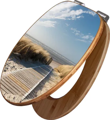 Zdjęcie produktu dla banjado Design deska sedesowa bamboo soft close - dunes - deska sedesowa z funkcją soft close drewniana / wysokiej jakości bambusowa deska sedesowa / deska sedesowa do wszystkich popularnych toalet [TDB2 10183]