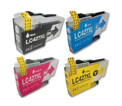 Image de Kit de cartouches d'encre compatible avec Brother LC-427 XL, comprenant les couleurs noir, cyan, magenta et jaune, pour les modèles HL-J6040, MFC-J5955, MFC-J6950, MFC-J6955, MFC-J6957 et MFC-J6959