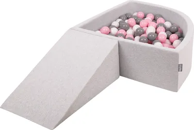 Zdjęcie produktu dla KiddyMoon piankowy plac zabaw ppzp-tr30d-112 z piłeczkami jasnoszary: biały-szary-pudrowy róż basen 200/klin l zabawka plac zabaw