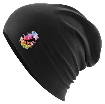 Produktbild von Huuraa Beanie Fußballspieler bunte Silhouette Black One Size Baumwolle und Elasthan Mütze Geschenkidee