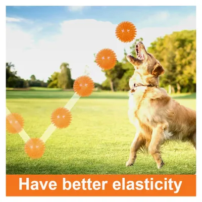 Produktbild von 3 Stück Quietschendes Hundespielzeug, Kauspielzeug für Hunde, Stachelball, Wurfspielzeug für Welpen aus Gummi und TPR, Kauspielzeug gegen Langeweile, Zahnreinigung für kleine und mittelgroße Hunde