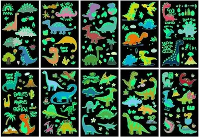 Productafbeelding van Gloeinende dinosaurusstickers voor kinderen - Dinosaurus cadeaus - Decoratie voor spelletjes en feestjes