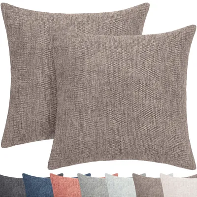 Produktbild von Selfitex 2er Set Couchkissen 40x40 cm, Sofakissen mit Füllung und Bezug, kuschelweiches Lesekissen, dekoratives Fernsehkissen, Deko- und Kopfkissen, Rückenkissen mit modernem Design (Hellbraun)