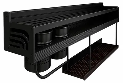 Obrázek produktu pro Verk 07417 Kovová nástěnná police 58 x 24 x 12 cm, 10 háčků, černá