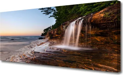 Produktbild von Tulup Leinwand-Bilder 125x50 Wandbild Canvas Kunstdruck Wasserfall Landschaft