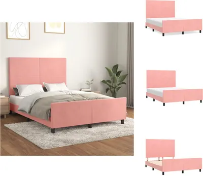 Produktbild von vidaXL Bettgestell mit Kopfteil Rosa 140x200 cm Samt - Betten & Bettgestelle