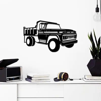 Image de Wallity, GMC Truck 1962, Accessoire mural décoratif en métal, noir, 100 % METAL, 60 x 35 cm
