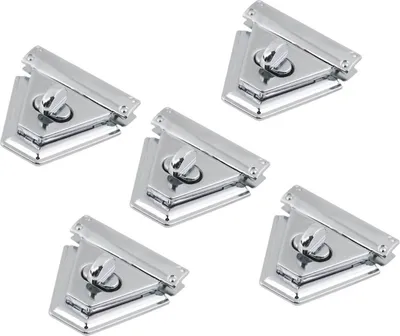 Produktbild von 5er Set Eleganter Drehverschluss für Taschen und Geldbörsen Mappenverschluss Variantenwahl, Größe:50 x 46 x 30 mm, Farbe:silber