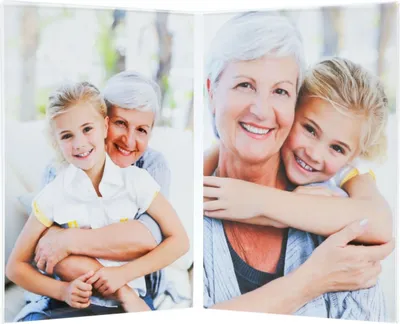 Image de Cadre double Deknudt en acrylique pour 2 photos 10 x 15 cm, format portrait, blanc