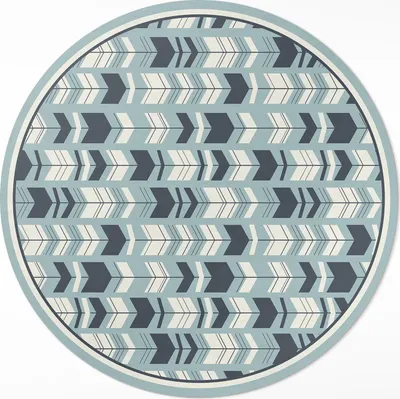 Produktbild von Boho Pfeile indischen Muster – Vinyl Fußmatte – Ø 150cm – Rutschfest – Pflegeleicht & Langlebig