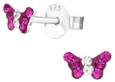 Produktbild von Kinder Ohrstecker Silber Ohrringe Schmetterling mit Zirkonia