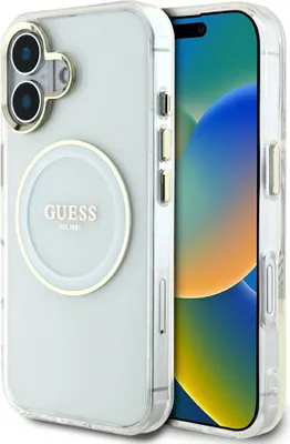 Immagine prodotto di Etui Guess Iml metallo colorato cerchio classico logo Magsafe Do Iphone 16 Biały