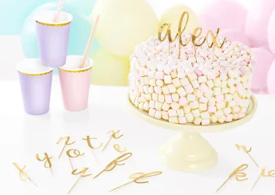 Immagine prodotto di Cake topper lettere di carta oro, 53 pezzi