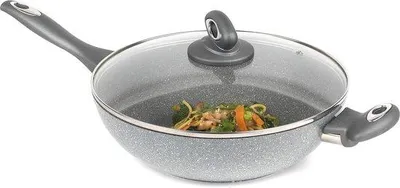 Productafbeelding van Famanu wokpan met antiaanbaklaag - 28 cm, grijs
