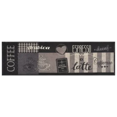 Produktbild von vidaXL Küchenteppich Waschbar Coffee Schwarz 45x150 cm Samt
